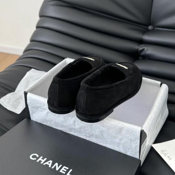 Black Chanel Sherling Loafers size 38 - Picture 3 of 8